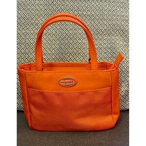 Esprit Mini Tote Bag Women Small Orange Nylon Mesh Pocket Y2K Sporty Zip Top